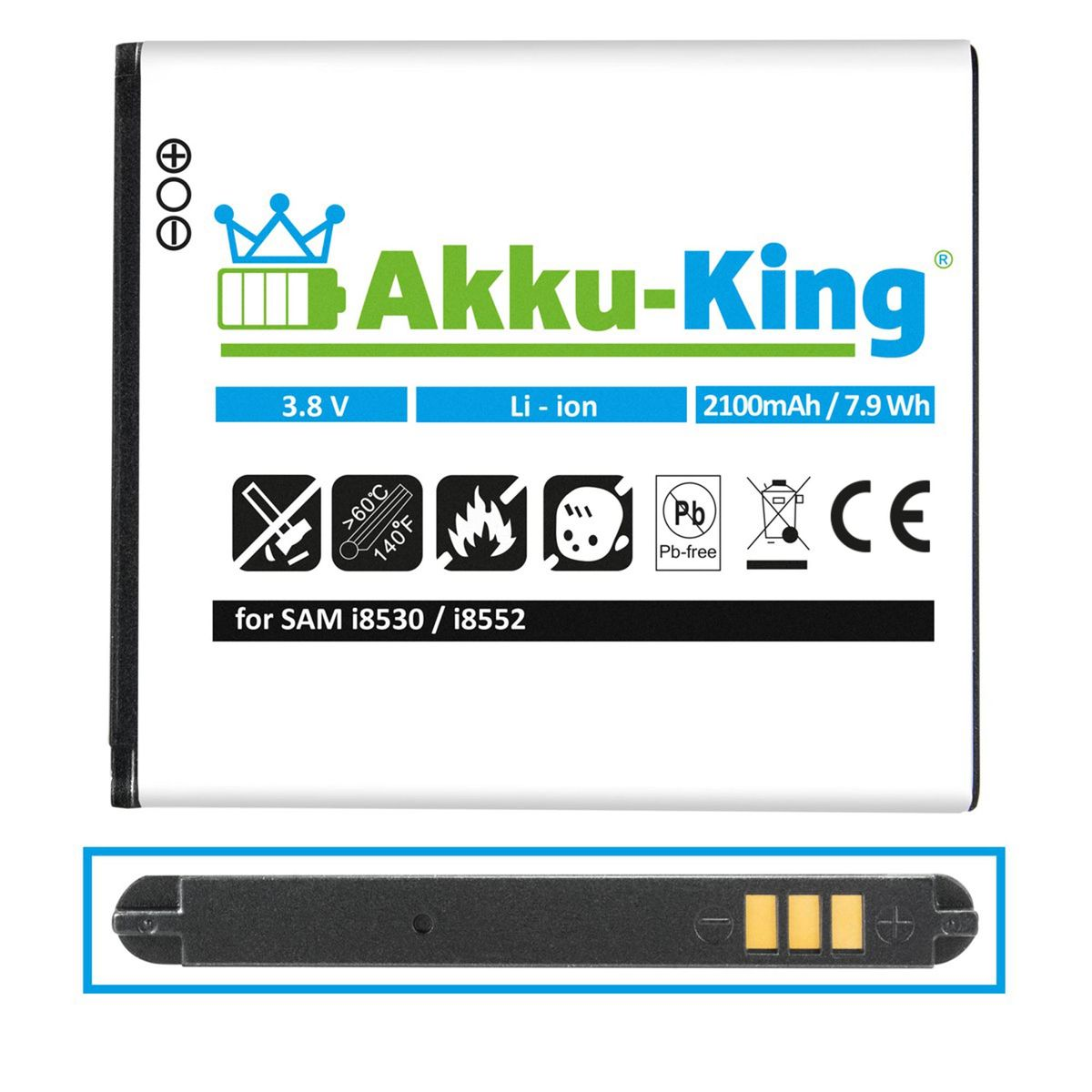 kompatibel Volt, EB585157LU mit Akku 2100mAh Samsung AKKU-KING 3.8 Li-Ion Handy-Akku,