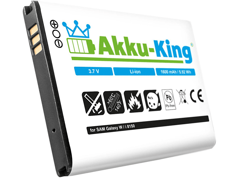 AKKU-KING Akku Li-Ion 3.7 Volt, kompatibel EB484659VU mit Samsung 1600mAh Handy-Akku
