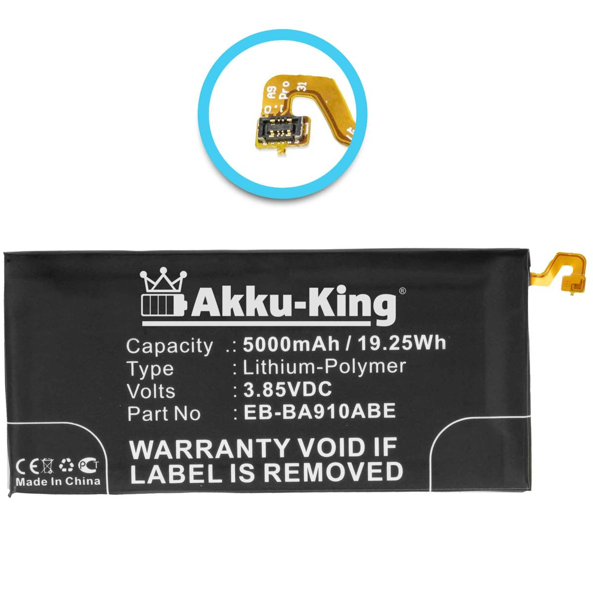 AKKU-KING Akku Li-Polymer 3.85 Handy-Akku, Samsung Volt, EB-BA910ABE kompatibel 5000mAh mit