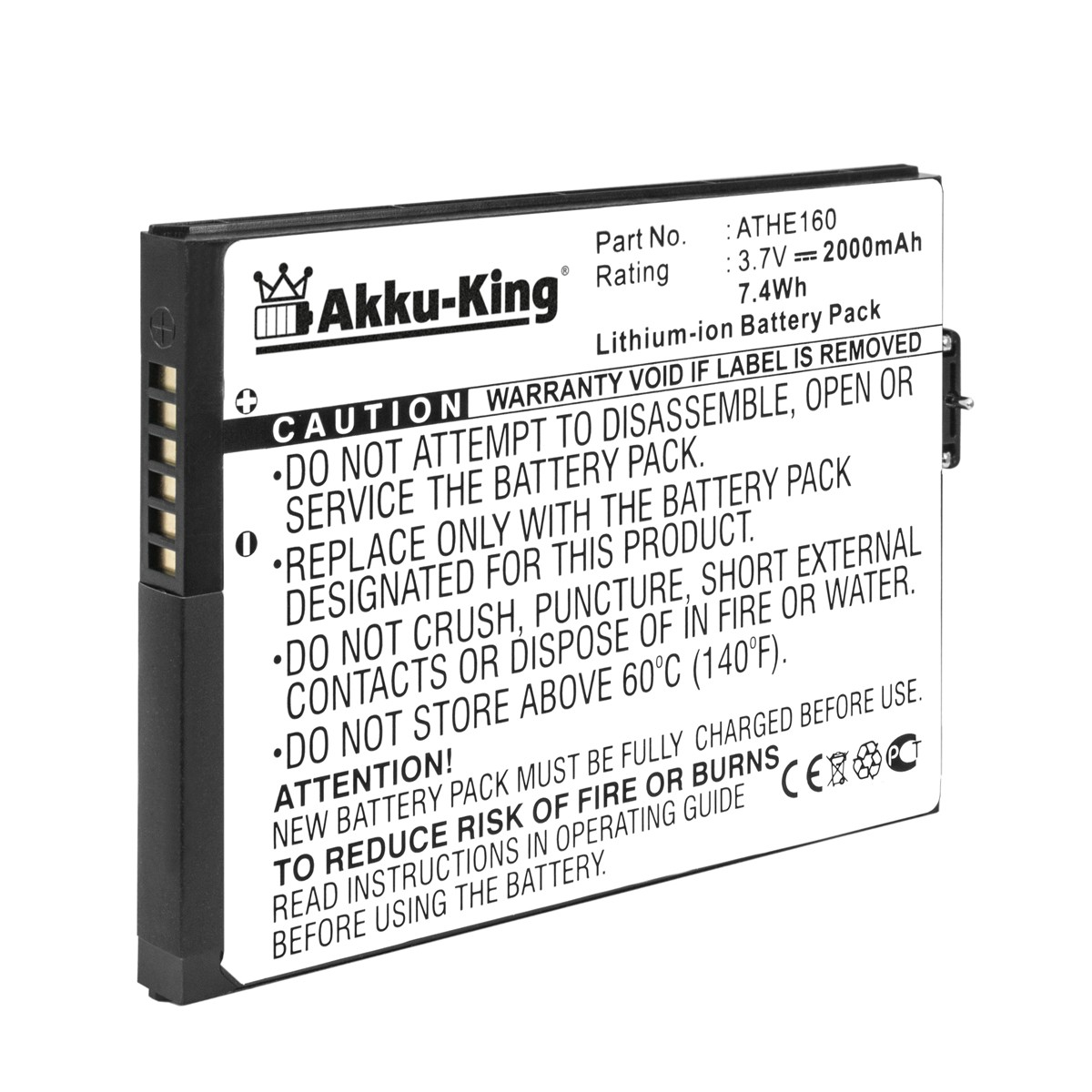 AKKU-KING Akku 3.7 Handy-Akku, Volt, kompatibel Li-Ion mit 2000mAh 35H00081-00M HTC