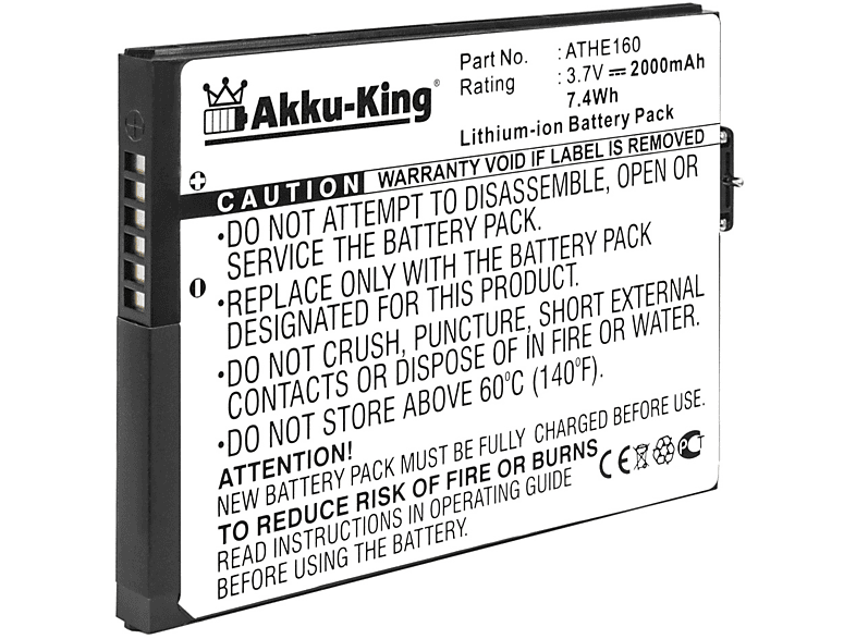 AKKU-KING Akku 3.7 Handy-Akku, Volt, kompatibel Li-Ion mit 2000mAh 35H00081-00M HTC