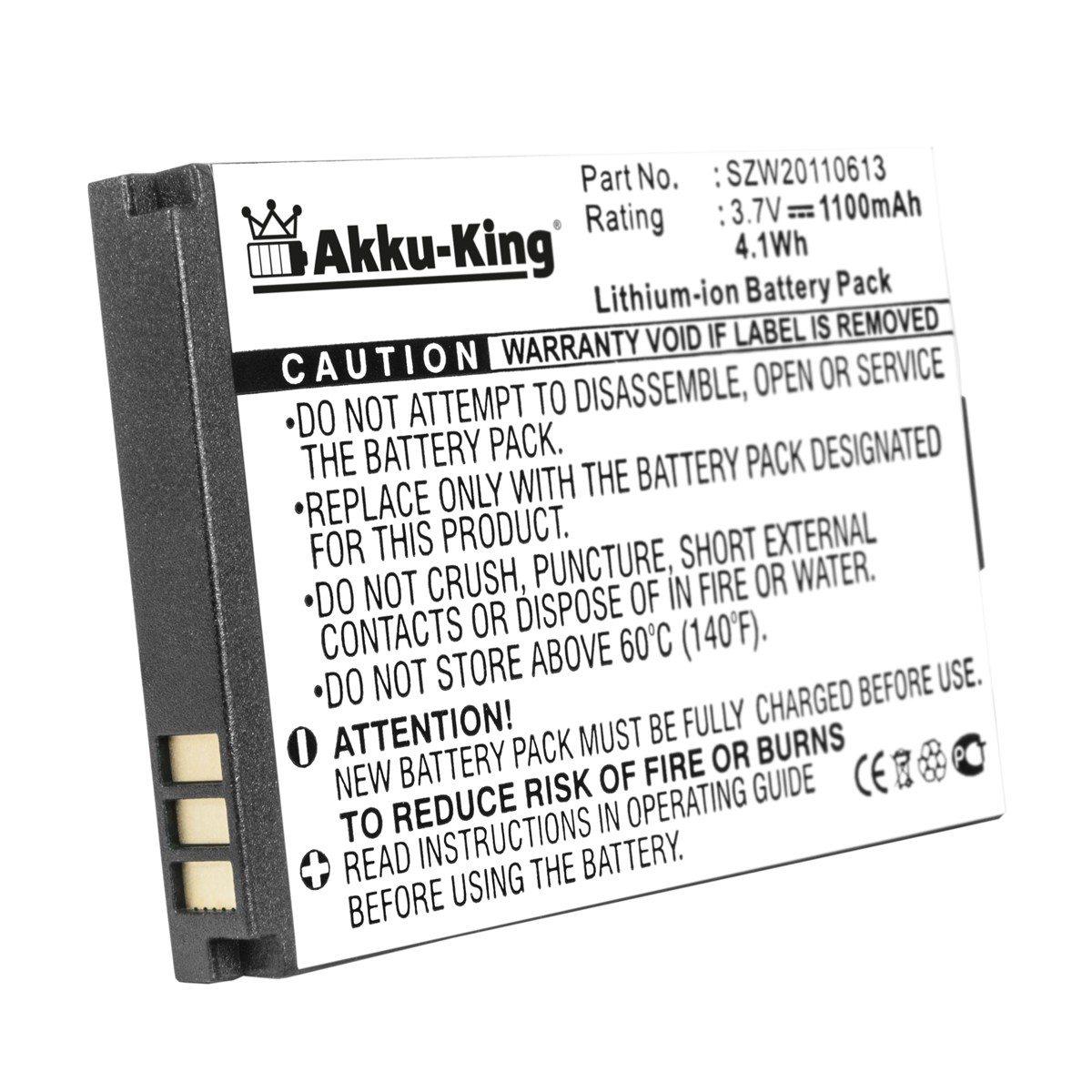 AKKU-KING Akku kompatibel mit Olympia 3.7 1100mAh SZW20110613 Handy-Akku, Li-Ion Volt