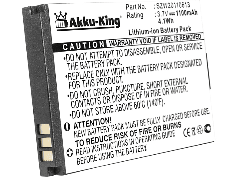 AKKU-KING Akku kompatibel mit Olympia 3.7 Volt, SZW20110613 Li-Ion 1100mAh Handy-Akku