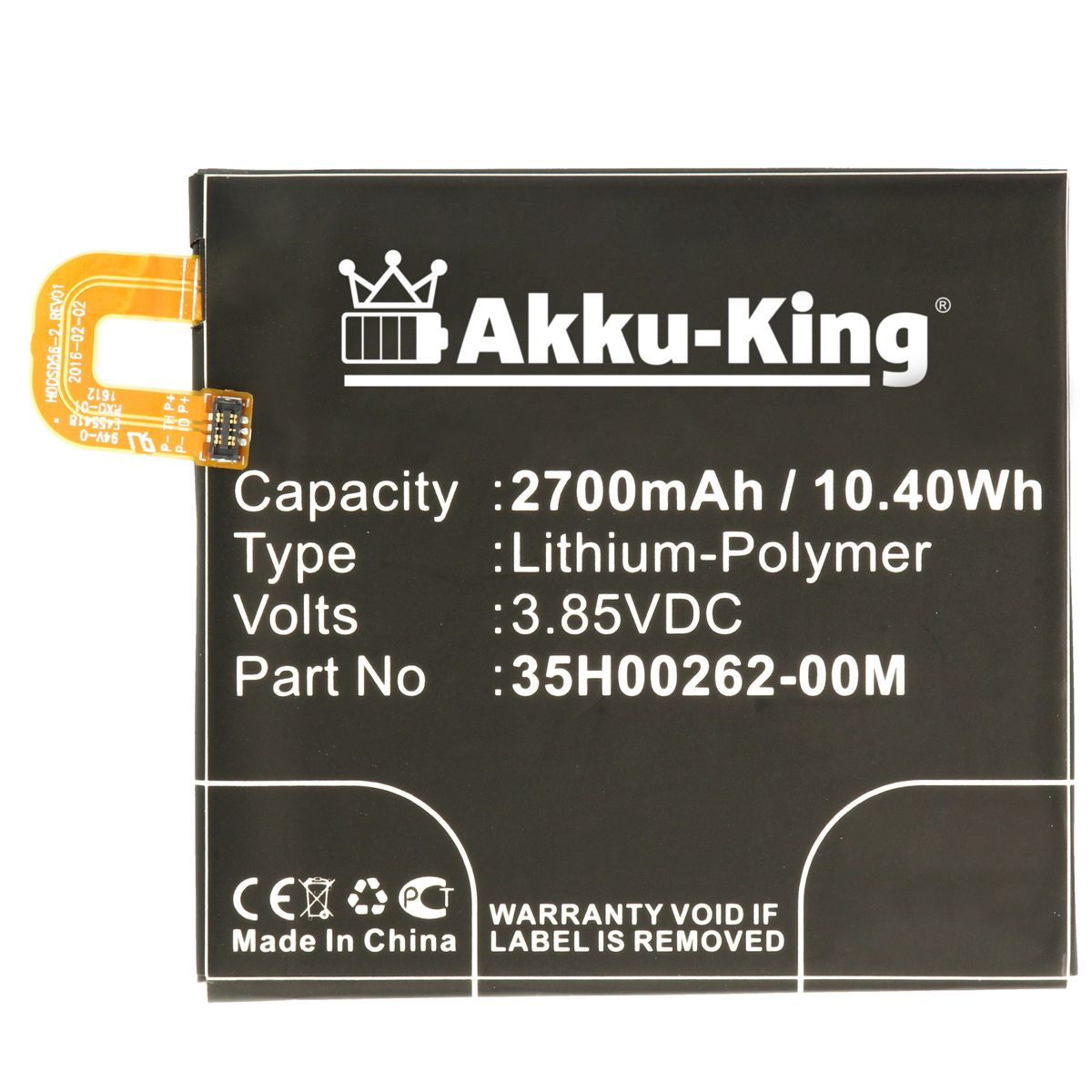 AKKU-KING Akku Volt, 35H00262-00M mit kompatibel Google 3.8 Li-Polymer Handy-Akku, 2700mAh