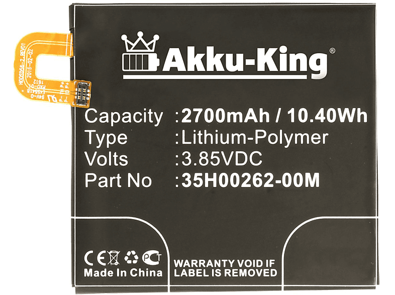 3.8 Handy-Akku, Google kompatibel Akku Volt, 35H00262-00M mit 2700mAh Li-Polymer AKKU-KING