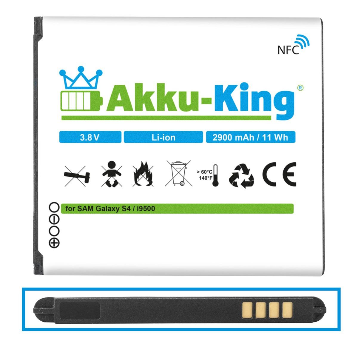 AKKU-KING Akku kompatibel mit Samsung Li-Ion 3.8 NFC 2900mAh Volt, Handy-Akku, EB-B600BE