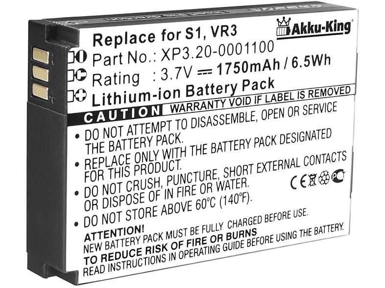 AKKU-KING Akku kompatibel mit Sonim XP-0001100 Li-Ion Handy-Akku, 3.7 Volt, 1750mAh