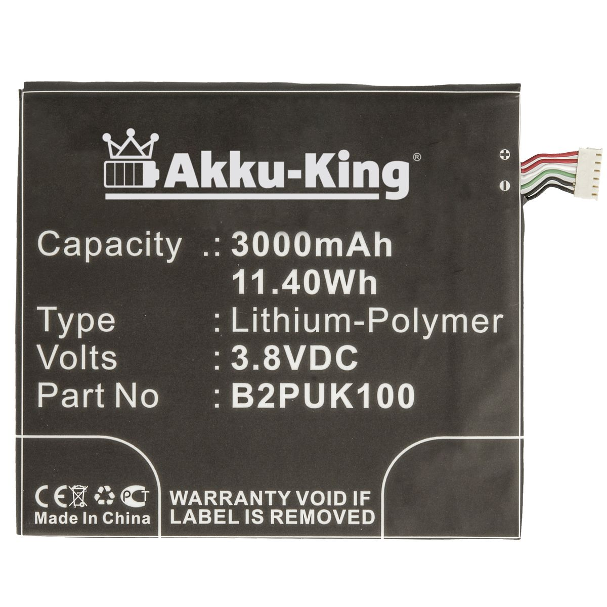 AKKU-KING mit B2PUK100 HTC 3.8 Handy-Akku, 3000mAh Li-Polymer kompatibel Volt, Akku