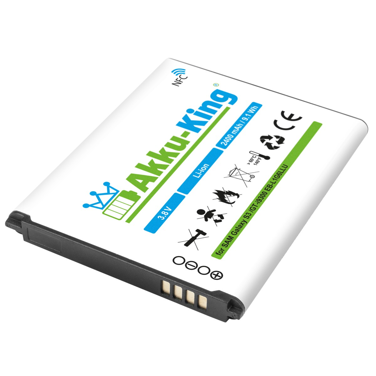 AKKU-KING Akku kompatibel mit Samsung NFC Volt, Handy-Akku, Li-Ion 2400mAh EB-L1G6LLU 3.8