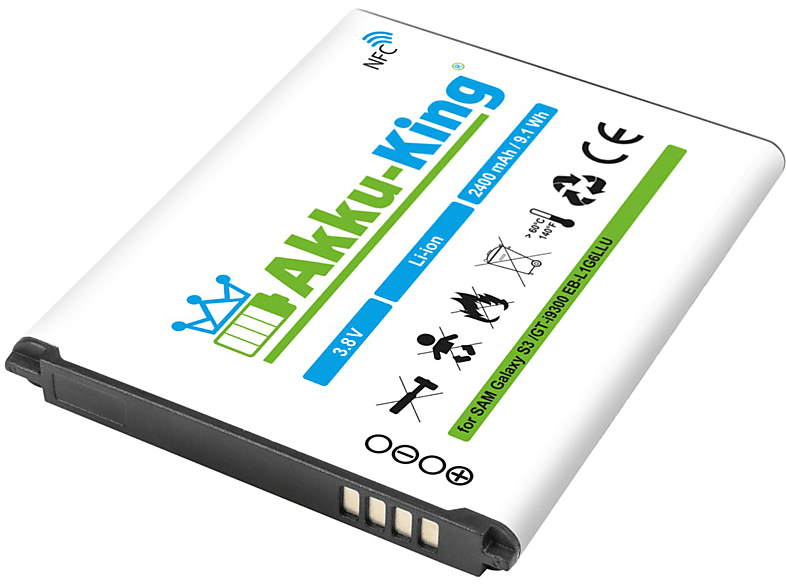 Akku AKKU-KING Volt, Li-Ion Handy-Akku, 2400mAh kompatibel EB-L1G6LLU 3.8 NFC Samsung mit