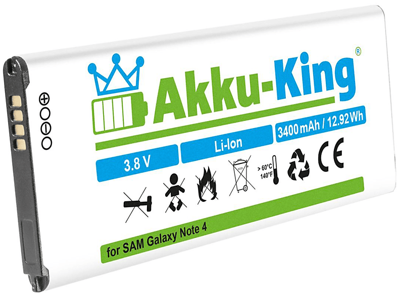 Volt, Akku Samsung AKKU-KING mit Li-Ion kompatibel EB-BN910BBE Handy-Akku, 3.8 3400mAh