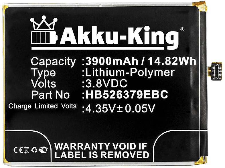 Volt, HB526379EBC 3.8 mit Handy-Akku, kompatibel AKKU-KING Huawei Akku Li-Polymer 3900mAh