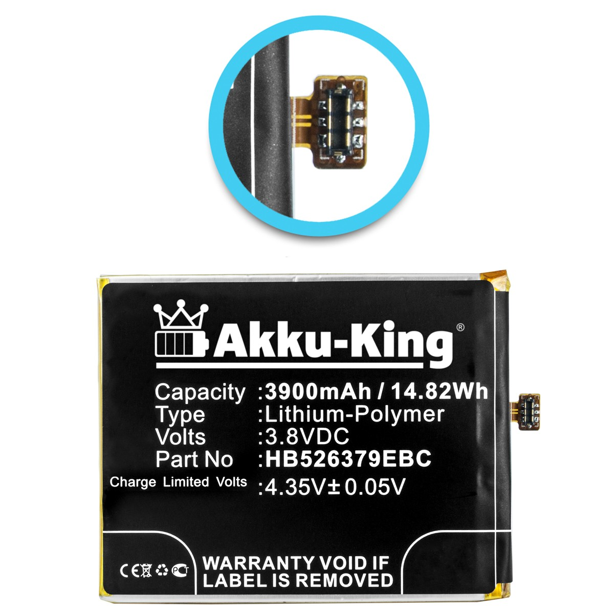 3.8 mit Handy-Akku, Li-Polymer Akku 3900mAh HB526379EBC kompatibel Volt, Huawei AKKU-KING