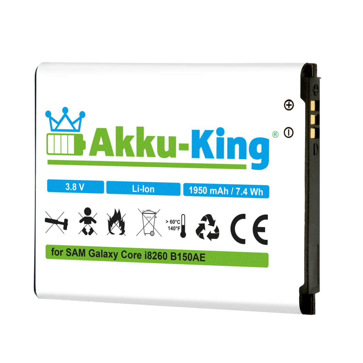 AKKU-KING Akku 1950mAh Li-Ion kompatibel Volt, Handy-Akku, Samsung B150AE 3.8 mit