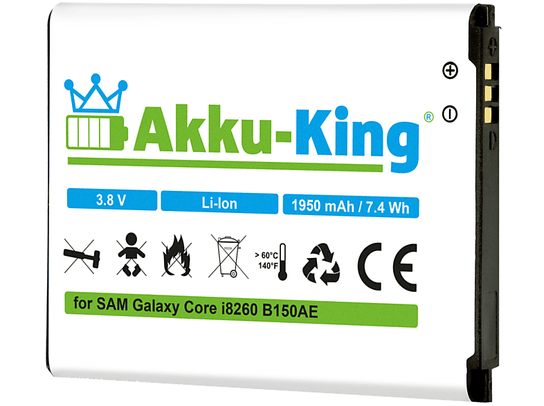 AKKU-KING Akku kompatibel mit Samsung Li-Ion B150AE 3.8 1950mAh Handy-Akku, Volt