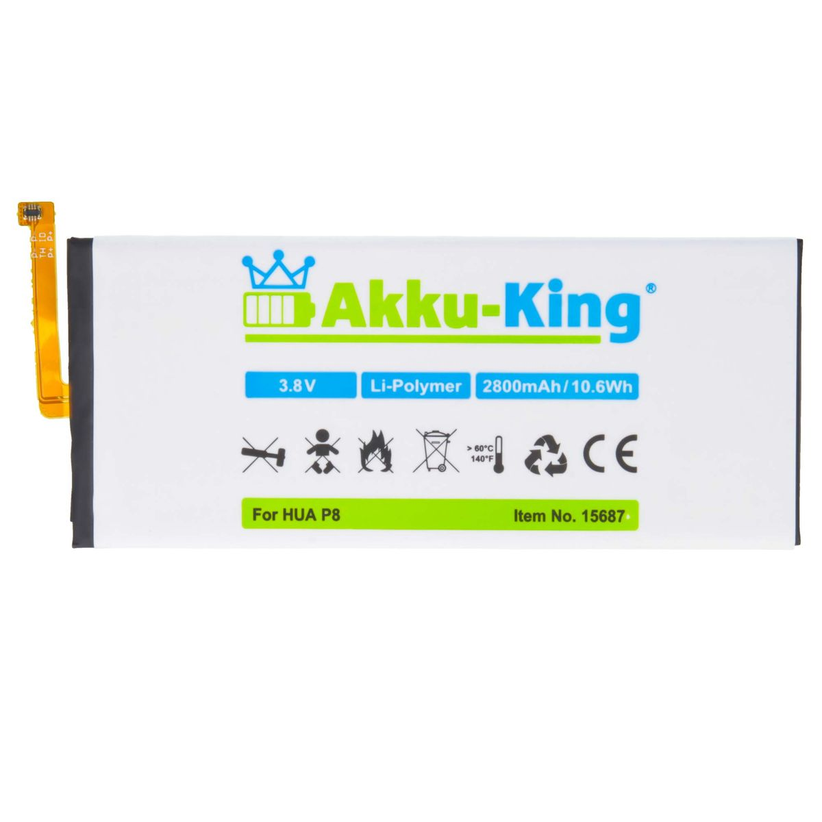 Li-Polymer Akku Handy-Akku, 3.8 2800mAh Huawei Volt, HB3447A9EBW mit kompatibel AKKU-KING