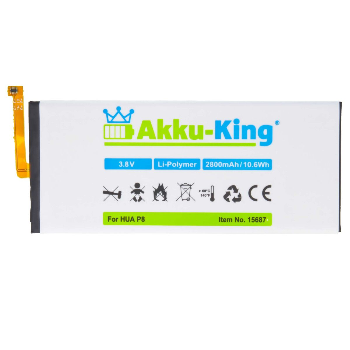 Huawei mit 3.8 AKKU-KING Volt, Handy-Akku, Akku kompatibel HB3447A9EBW 2800mAh Li-Polymer