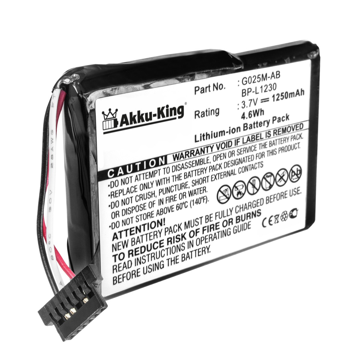 AKKU-KING Akku 3.7 Li-Ion 1250mAh Handy-Akku, mit kompatibel Volt, Mitac G025A-AB