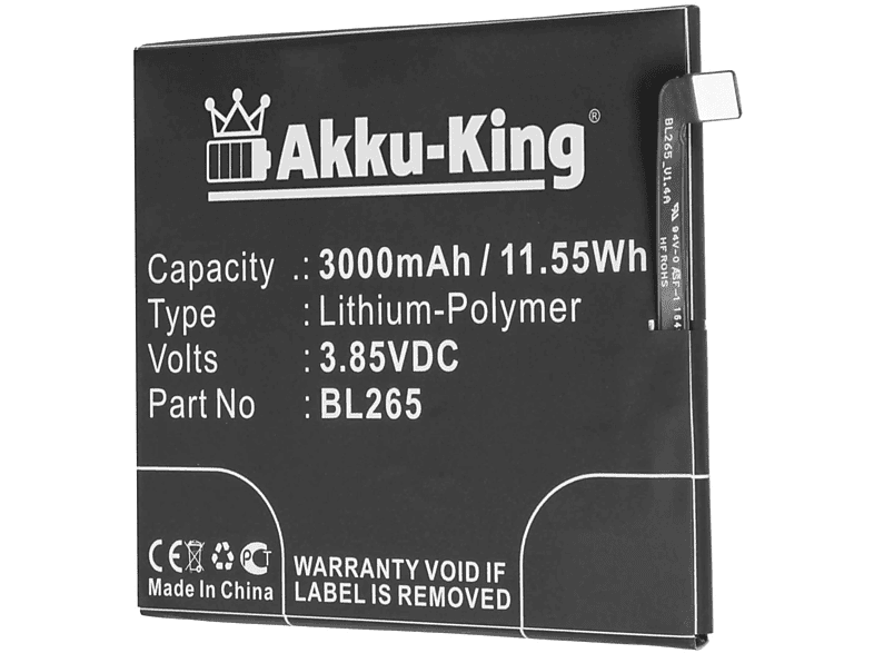AKKU-KING Akku kompatibel mit Motorola BL265 Li-Polymer Handy-Akku, 3.8 Volt, 3000mAh