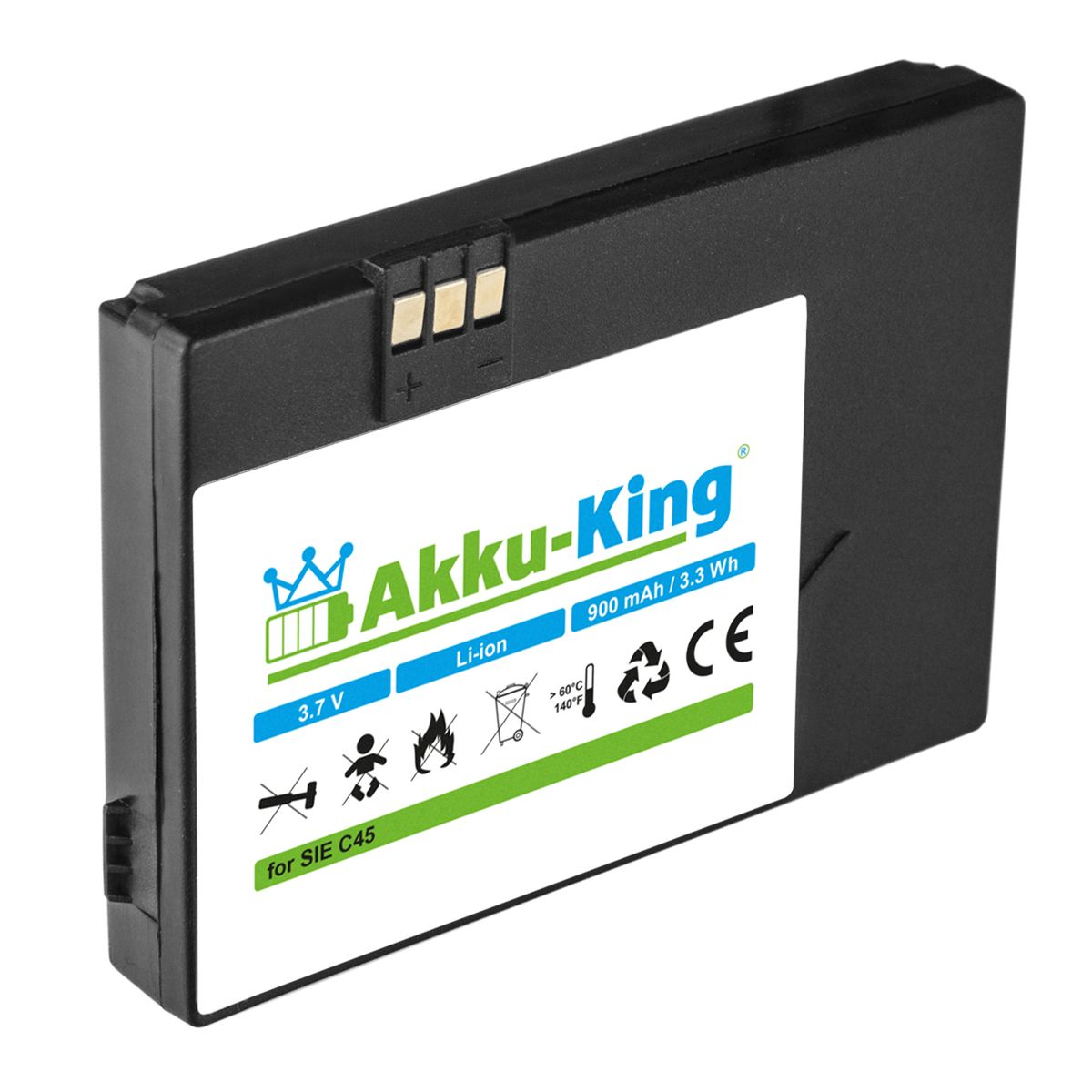 Volt, Handy-Akku, Siemens 900mAh AKKU-KING kompatibel 3.7 Akku Li-Ion mit V30145-K1310-X213