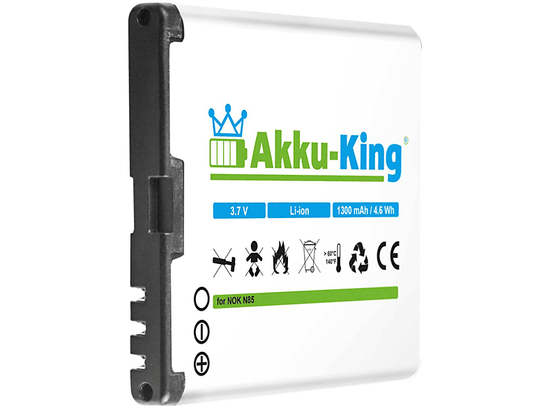 Handy-Akku, 3.7 Akku AKKU-KING kompatibel Volt, Nokia Li-Ion 1300mAh BL-5K mit