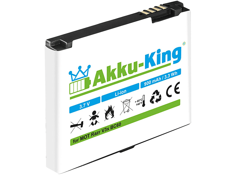 AKKU-KING Akku kompatibel Handy-Akku, mit Li-Ion BC60 Motorola 3.7 900mAh Volt