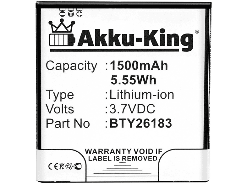 AKKU-KING Akku 1500mAh mit 3.7 Handy-Akku, BTY26183 Volt, Elson Li-Ion kompatibel