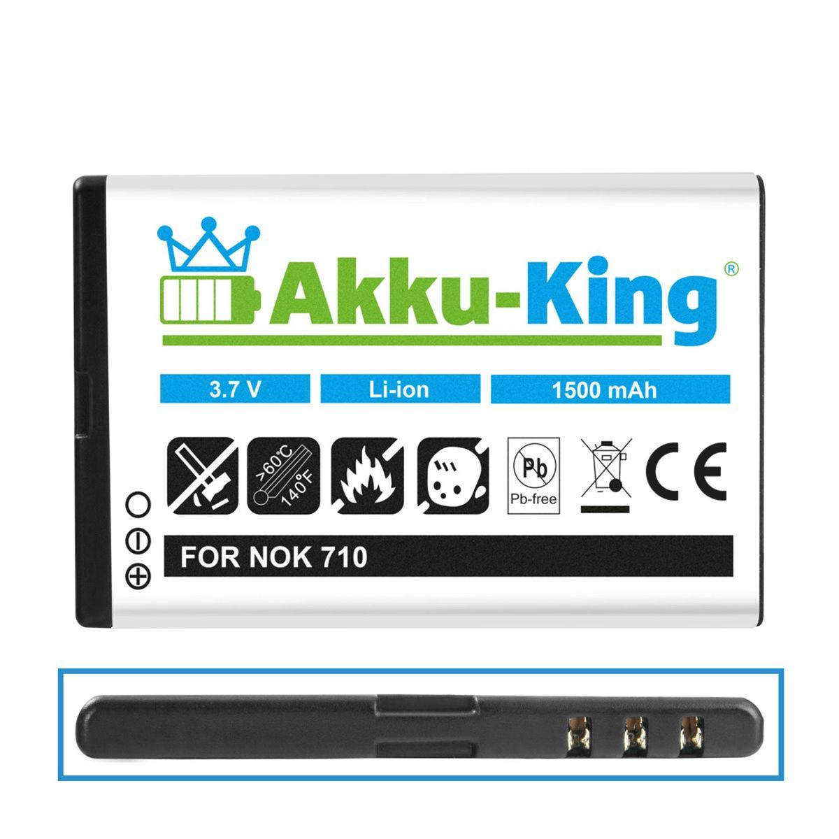 AKKU-KING Akku Handy-Akku, BP-3L 1500mAh Li-Ion 3.7 kompatibel Volt, mit Nokia
