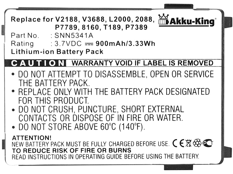 AKKU-KING Akku kompatibel mit Handy-Akku, 900mAh SNN5517A 3.7 Motorola Li-Ion Volt