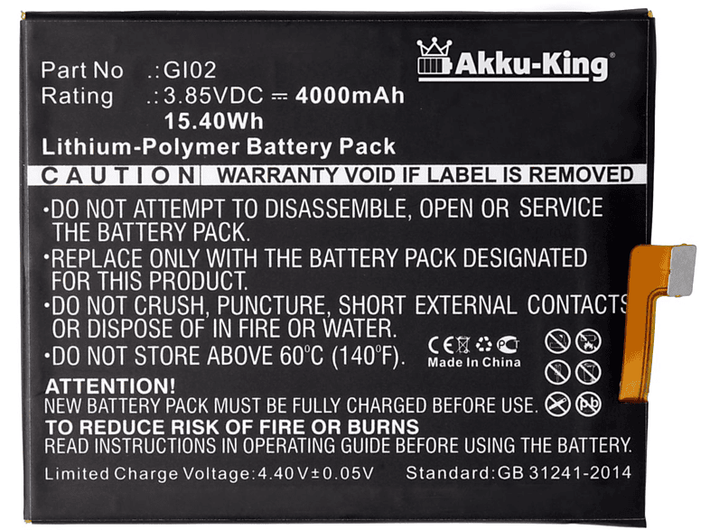 kompatibel Handy-Akku, GI02 4000mAh AKKU-KING mit Akku Li-Polymer Volt, 3.85 Gigaset