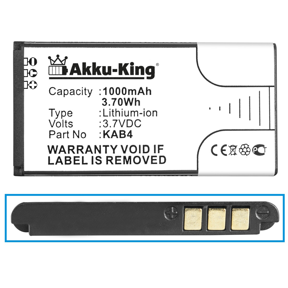 AKKU-KING Akku Kazam KAB4 kompatibel Handy-Akku, Li-Ion Volt, 3.7 mit 1000mAh