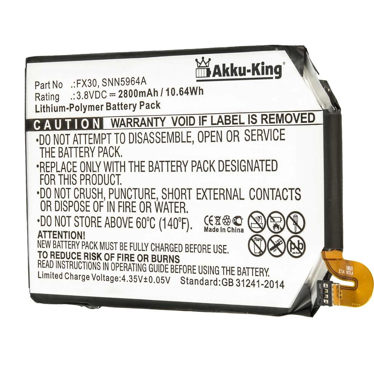 AKKU-KING 3.8 FX30 Volt, Handy-Akku, kompatibel Li-Polymer Akku 2800mAh Motorola mit