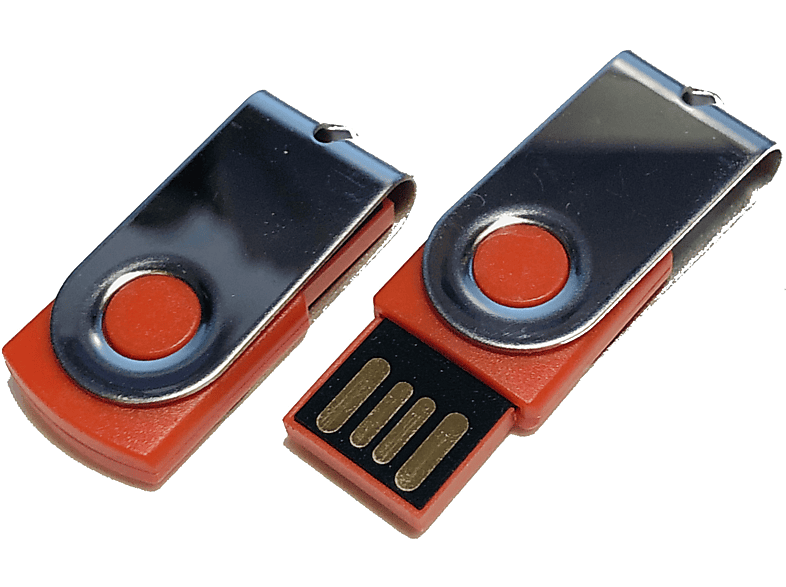 USB GERMANY ® MINI-SWIVEL USB-Stick (Rot-Chrome, 8 GB)