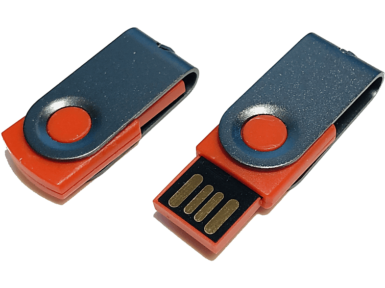 USB GERMANY ® MINI-SWIVEL (Rot-Graumetall, 4 USB-Stick GB)