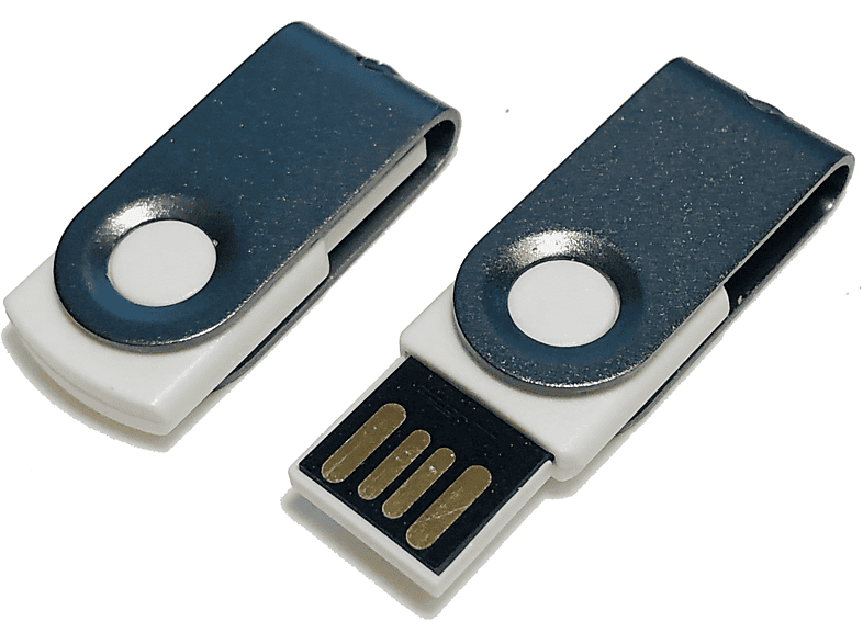 USB GERMANY ® 16 USB-Stick (Weiß-Graumetall, MINI-SWIVEL GB)