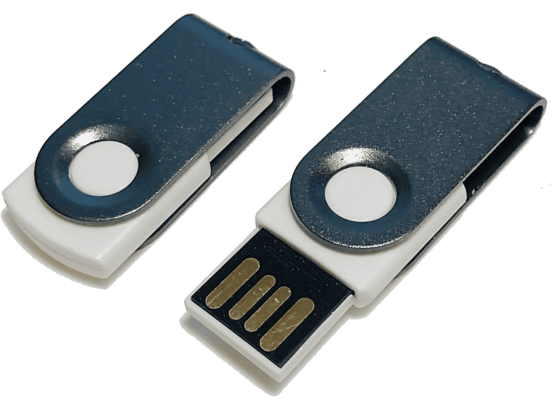 USB-Stick (Weiß-Graumetall, USB GB) MINI-SWIVEL ® 1 GERMANY