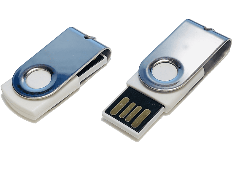 USB GERMANY ® MINI-SWIVEL USB-Stick (Weiß-Chrome, 128 GB)