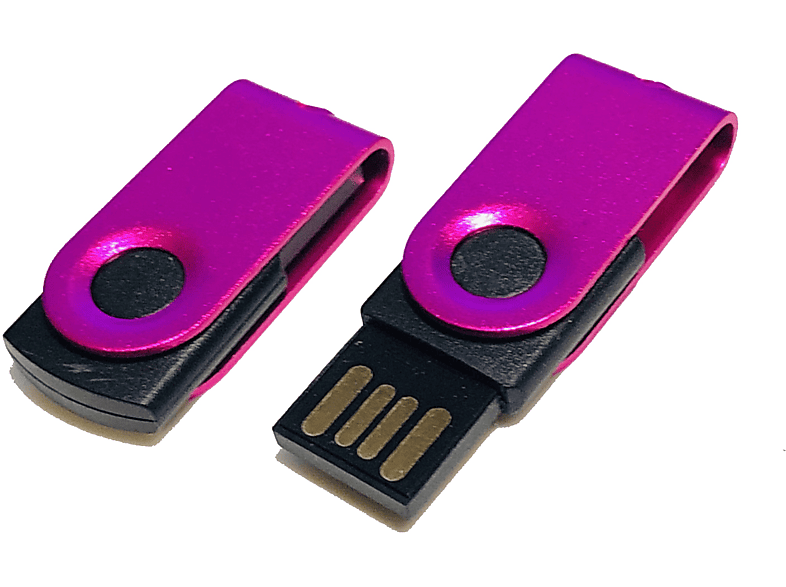 USB GERMANY ® MINI-SWIVEL USB-Stick (Schwarz-Pink, 128 GB)