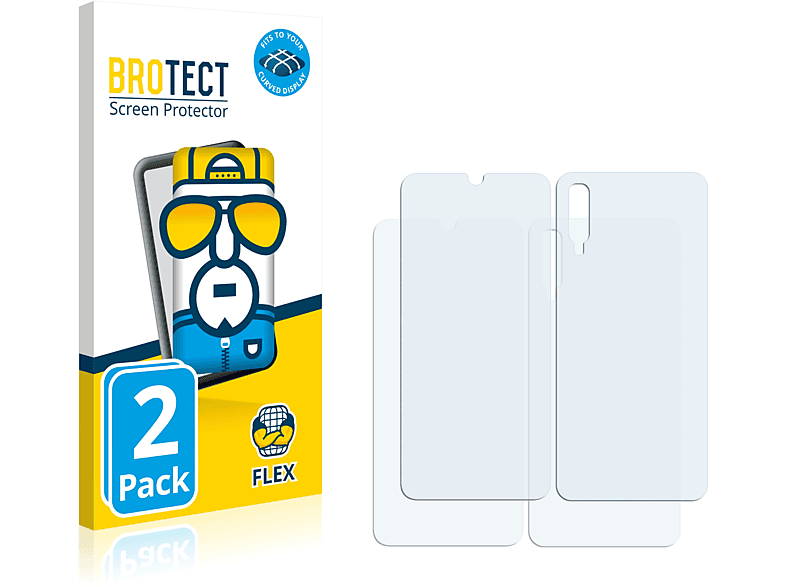 BROTECT 2x Full-Cover A70) Samsung 3D Schutzfolie(für Galaxy Curved Flex