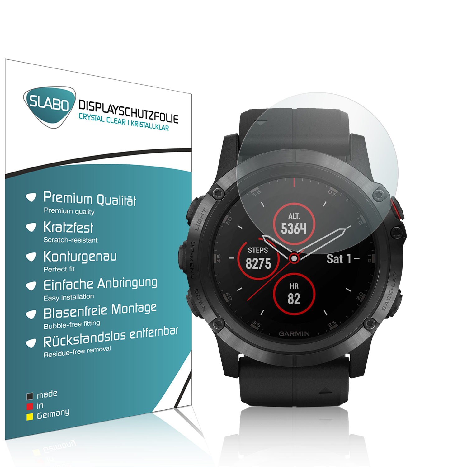 Garmin Displayschutzfolie 4x 5X Displayschutz(für SLABO Garmin Fenix Clear Plus) Crystal