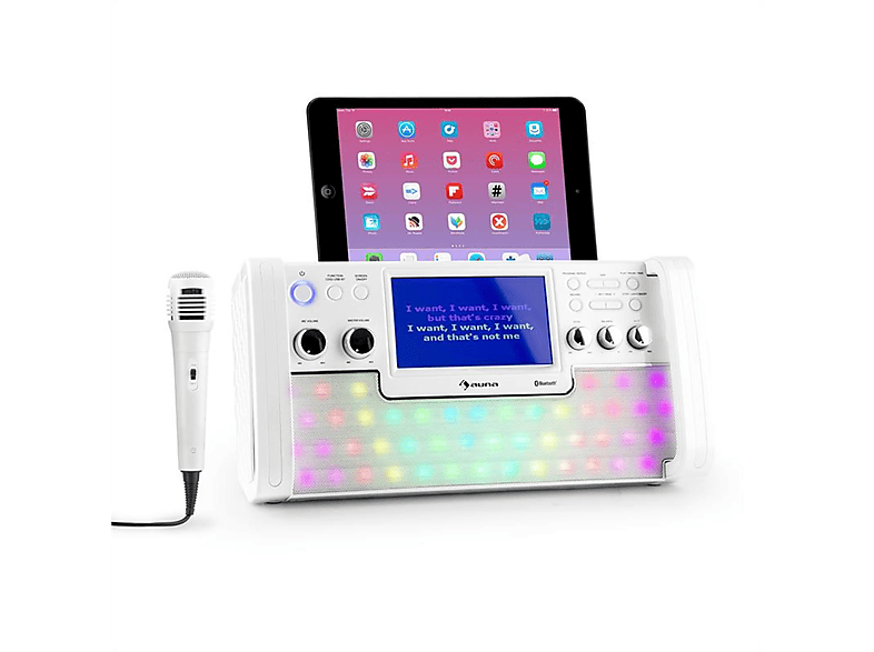 AUNA DiscoFever LED KaraokeAnlage, Weiß MediaMarkt