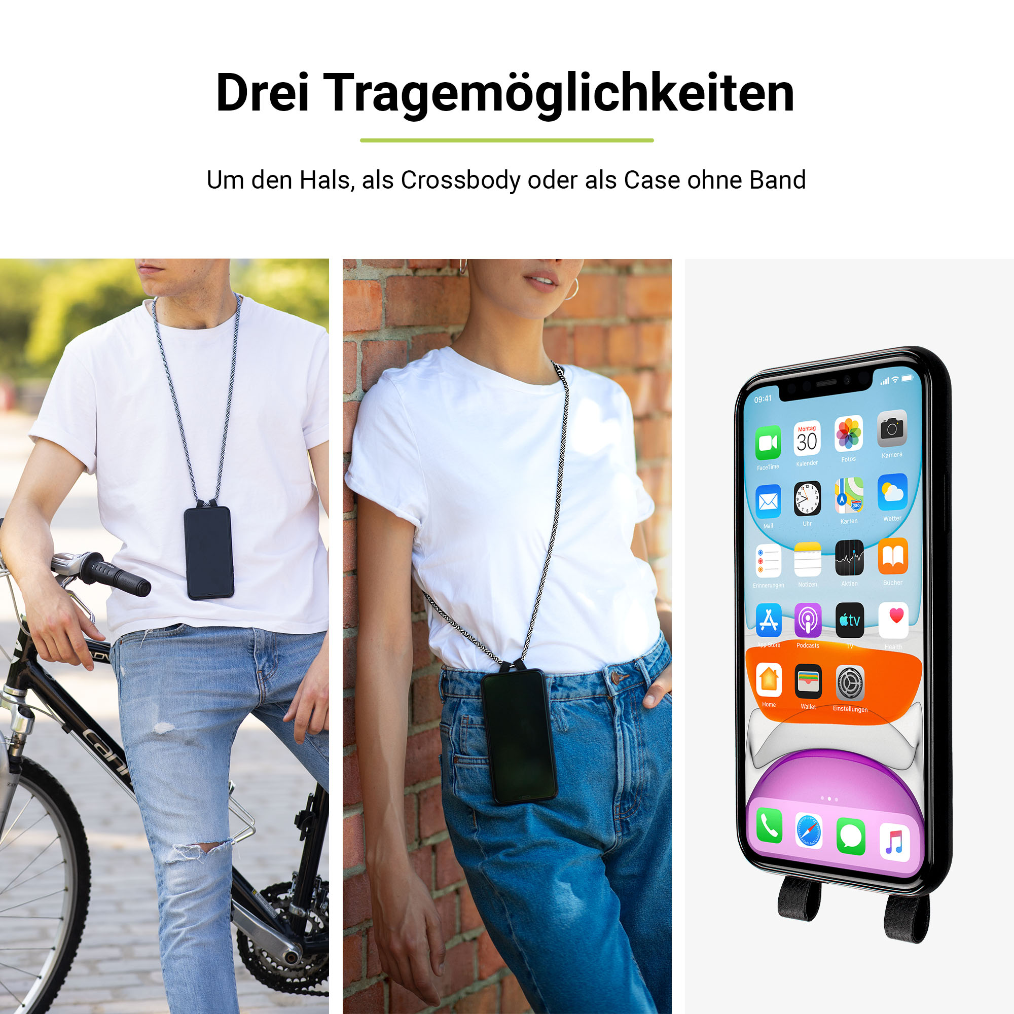 ARTWIZZ HangOn Case, Schwarz Umhängetasche, iPhone Xr, Apple