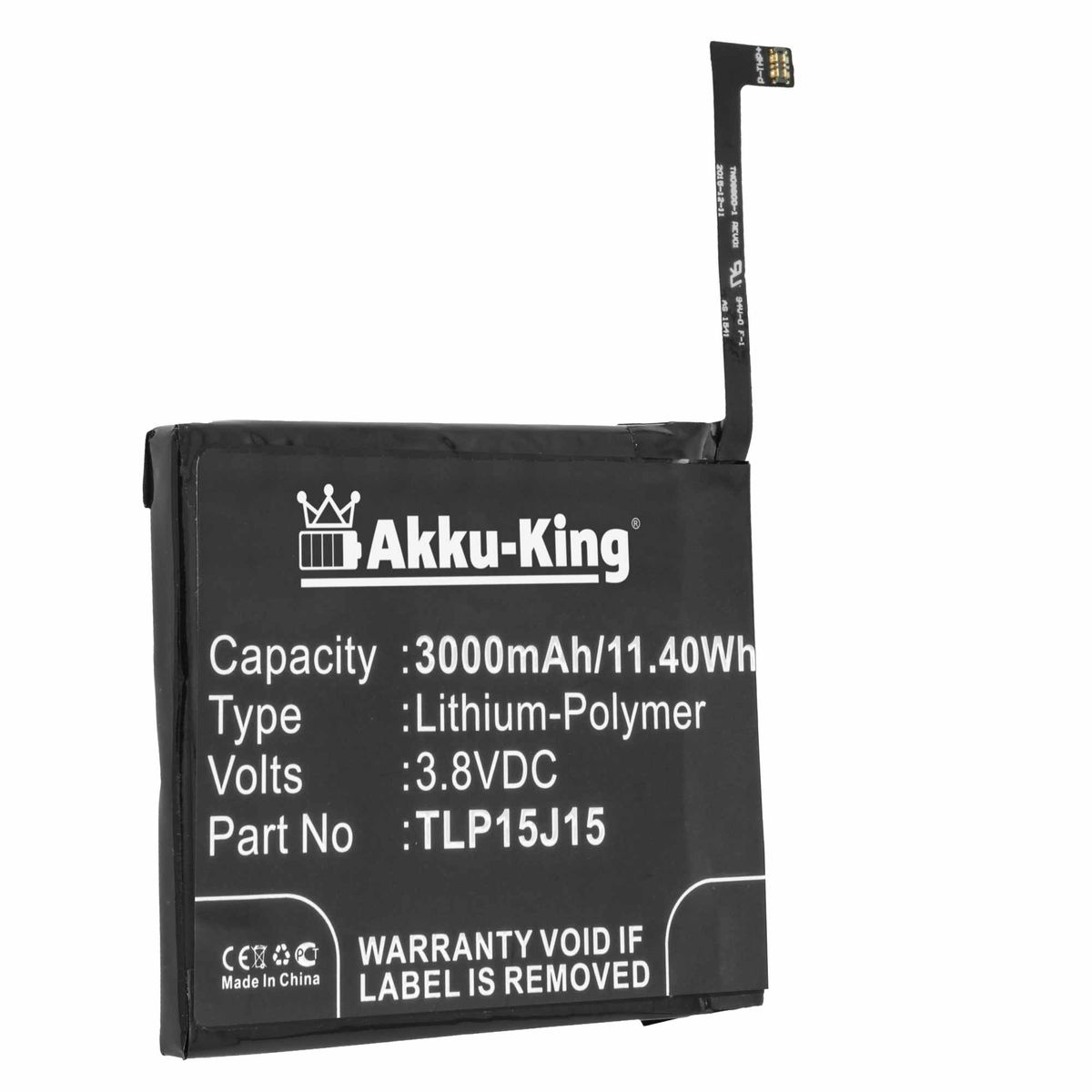AKKU-KING Akku kompatibel mit Wiko Volt, Li-Polymer Handy-Akku, TLP15J15 3.8 3000mAh