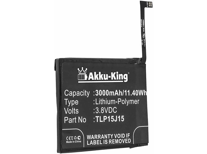 Handy-Akku, TLP15J15 mit 3000mAh AKKU-KING kompatibel Wiko Volt, Li-Polymer Akku 3.8
