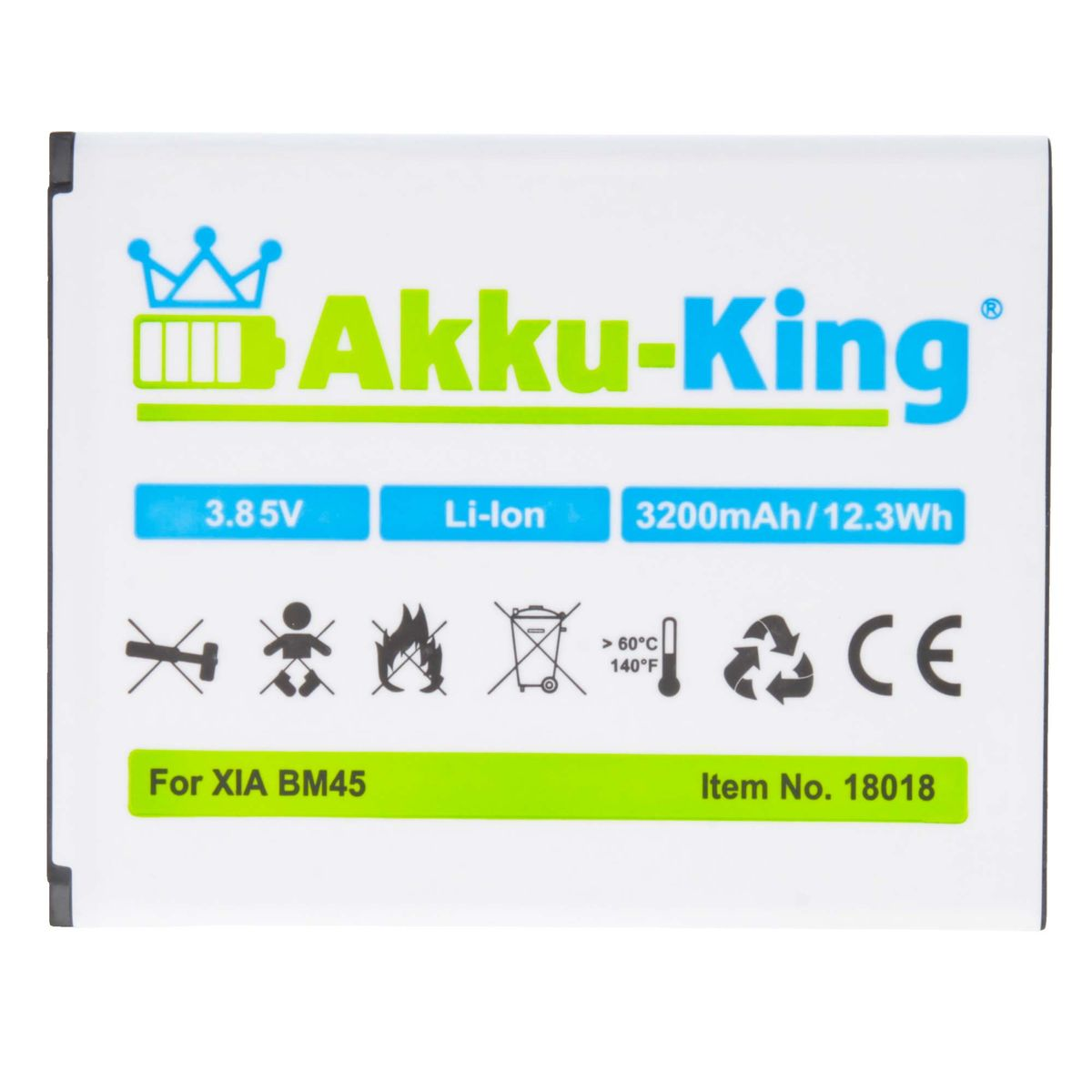 3200mAh kompatibel Xiaomi Volt, Akku AKKU-KING mit Li-Ion BM45 Handy-Akku, 3.85