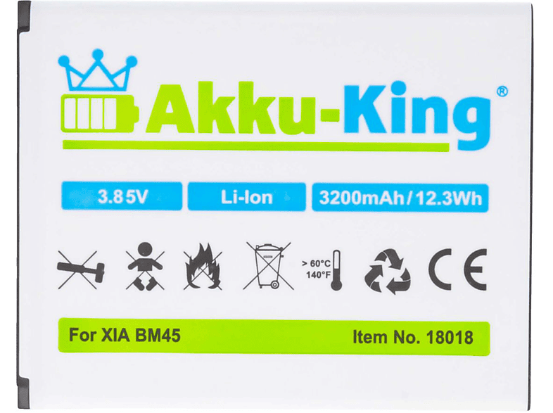 AKKU-KING Akku kompatibel mit Xiaomi BM45 Li-Ion Handy-Akku, 3.85 Volt, 3200mAh