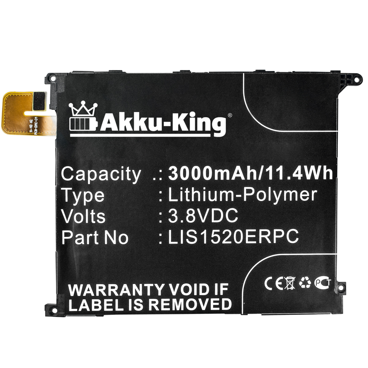 AKKU-KING Akku kompatibel mit Sony LIS1520ERPC 3.8 3000mAh Volt, Li-Polymer Handy-Akku