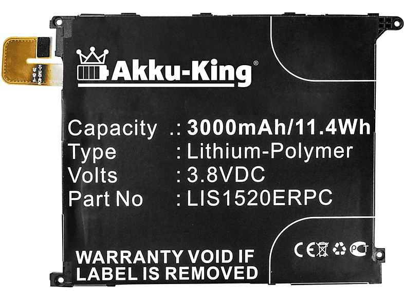 Sony 3.8 LIS1520ERPC AKKU-KING 3000mAh Volt, Li-Polymer mit kompatibel Handy-Akku, Akku