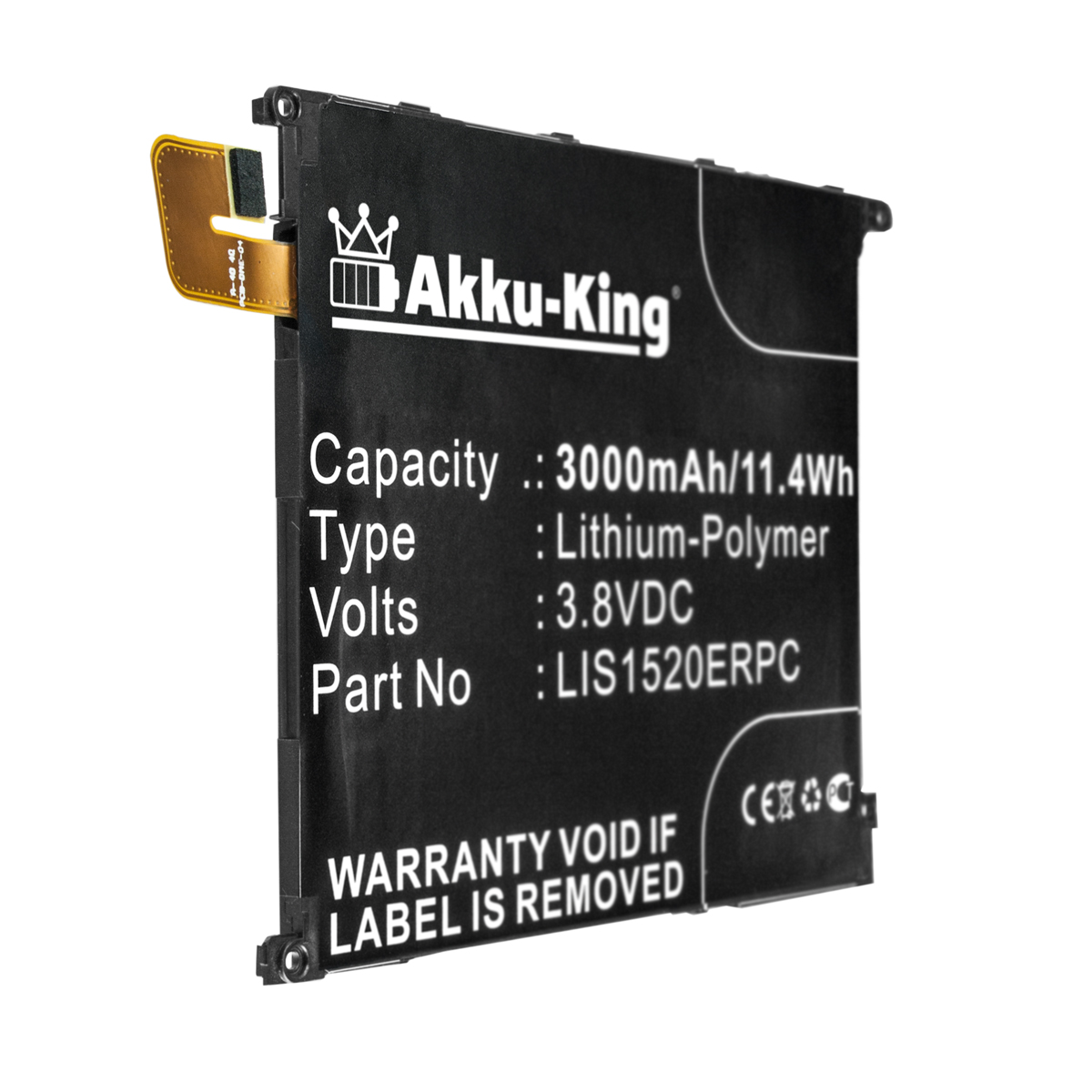 AKKU-KING Akku kompatibel mit Sony LIS1520ERPC 3.8 3000mAh Volt, Li-Polymer Handy-Akku