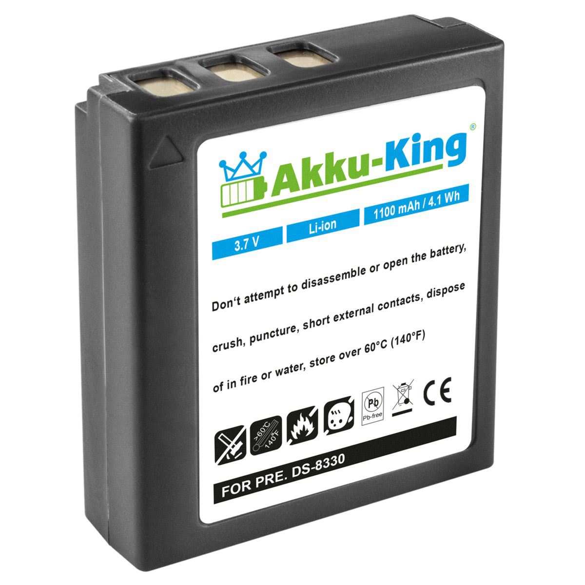 kompatibel 1100mAh mit AKKU-KING Premier 3.7 Kamera-Akku, Li-Ion DS-8330 Volt, Akku